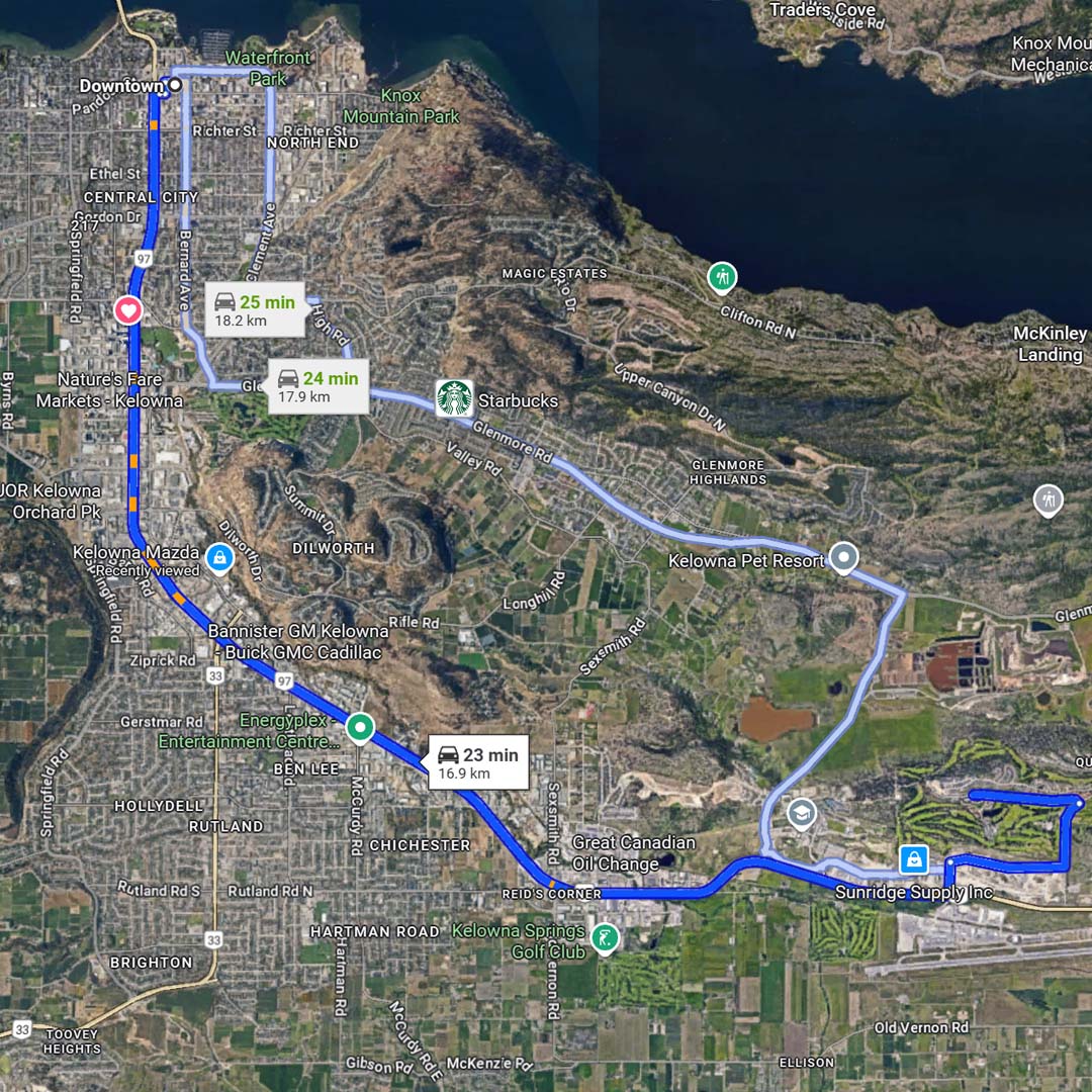 bella sera quail ridge to downtown kelowna