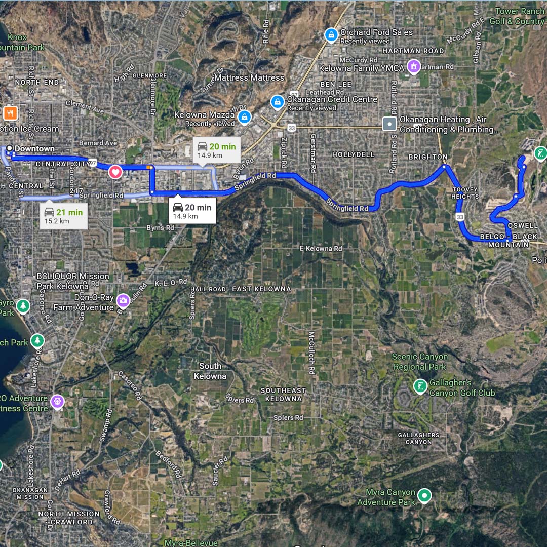 black mountain to downtown kelowna carnegie street