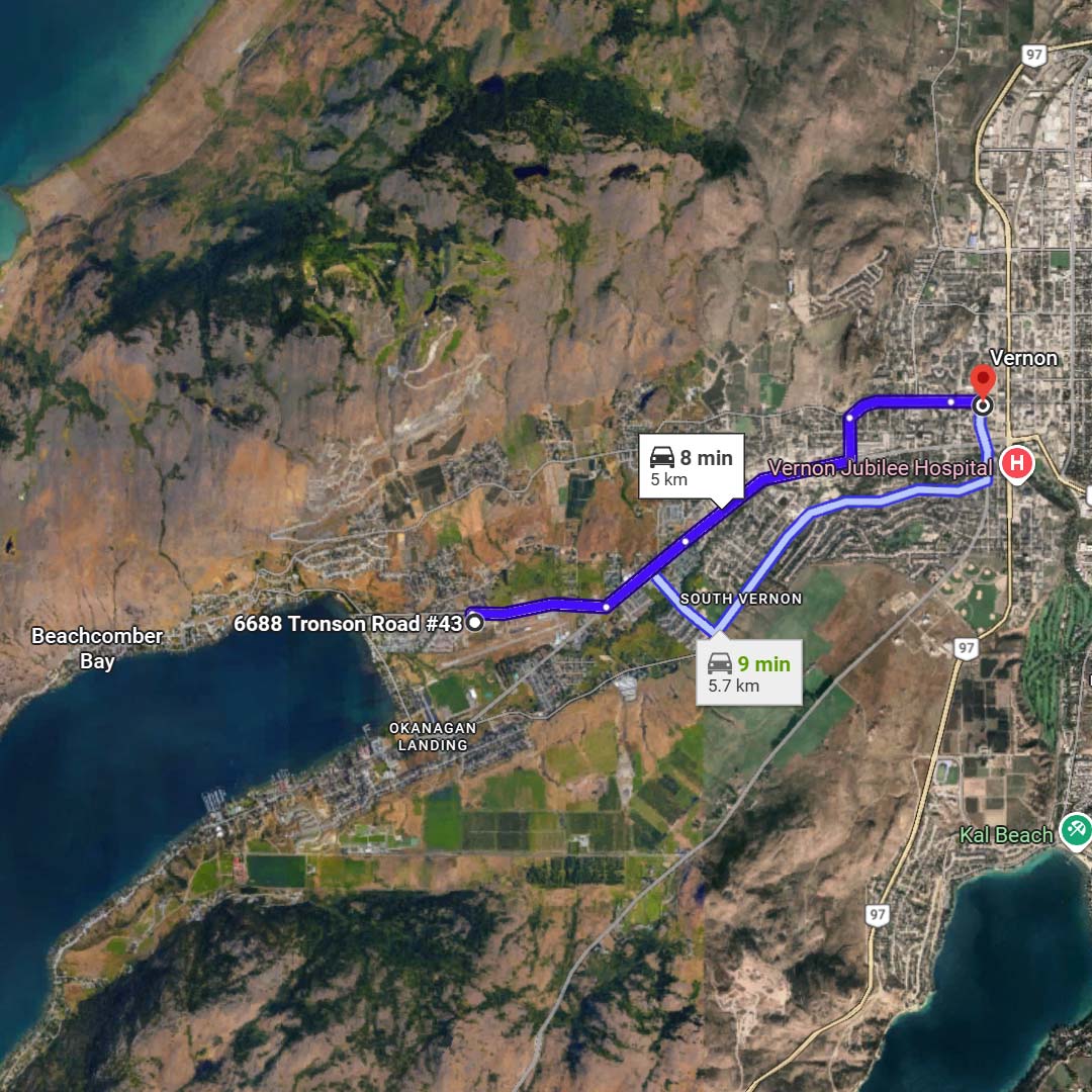 tronson road to downtown vernon driving directions